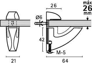 SOPORTE REGULABLE REF.2067 CROMO MATE 2U 3
