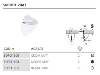 SOPORTE REGULABLE REF.2047 CROMO MATE 2U 3