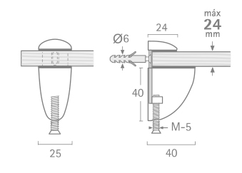 SOPORTE REGULABLE REF.2048 CROMO MATE 2U 2