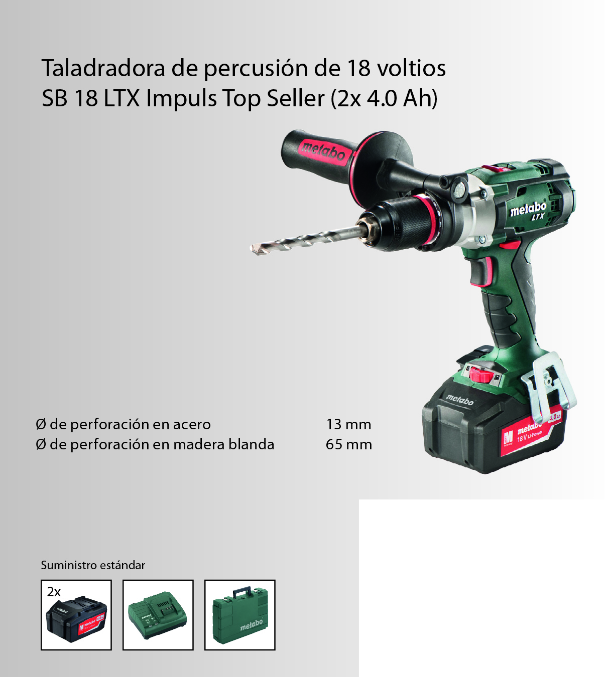 TALADRO PERCUTOR SB 18 LTX IMP. 18V 4AH 3