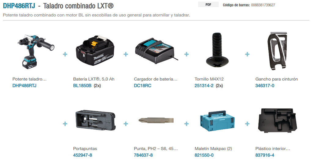 TALADRO COMBO DHP486RTJ+DTW700Z PROMO 2