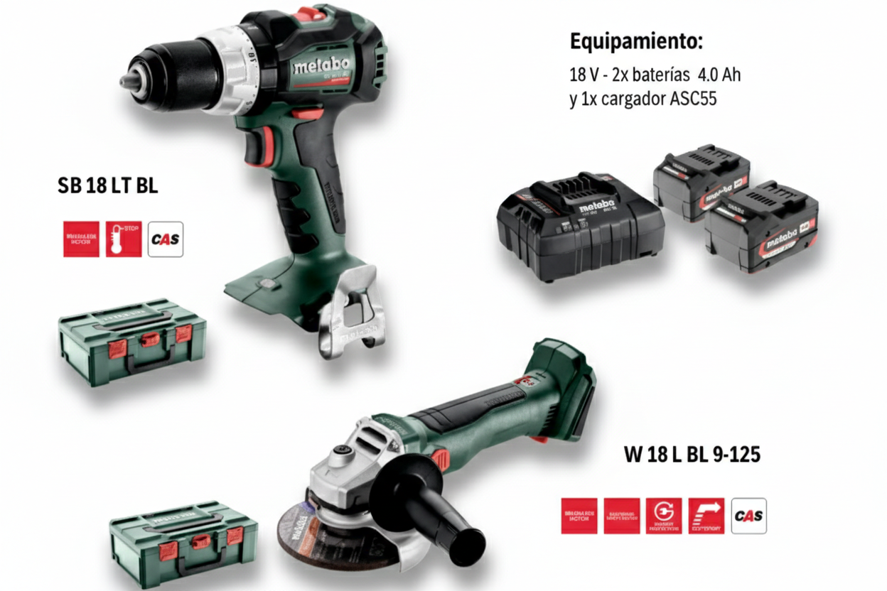 TALADRO COMBO + AMOLADORA ES00465 METABO
