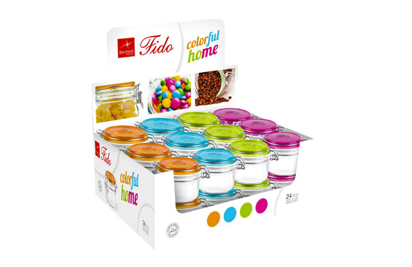 TARRO FIDO VIDRIO TAPA COLOR125GR-SURTID