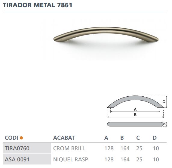 TIRADOR METALICO 128 MM CROMO 7861400 2