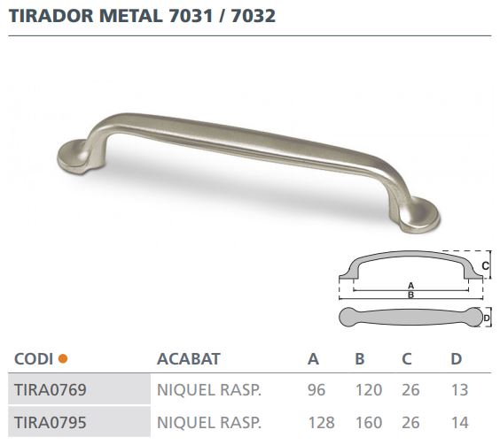 TIRADOR METALICO 128 MM NIQUEL CEPILLADO 7031038 2