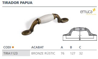 TIRADOR PAPUA 128MM BRONCE  93491 08 2