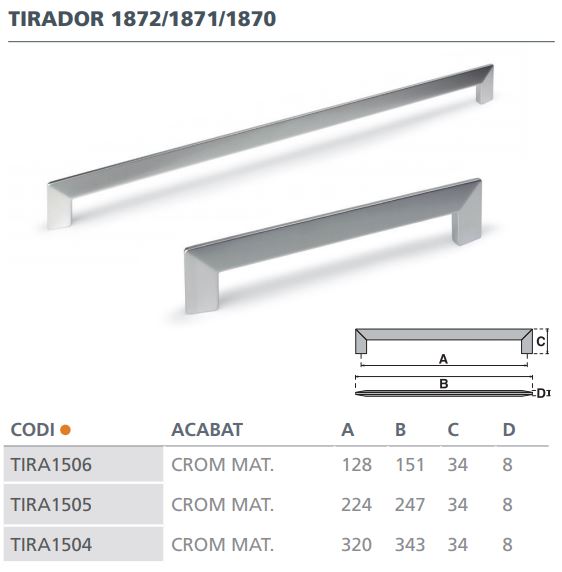TIRADOR CROMO MATE 1870 (320MM)  6024001 2