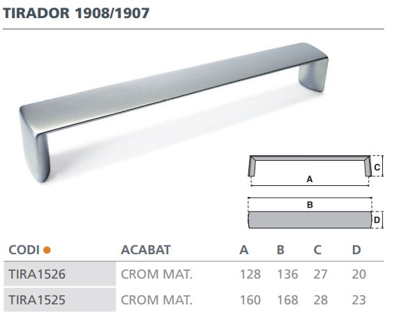TIRADOR CROMO MATE 1908 (128MM)  6124002 2