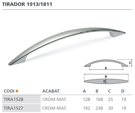 TIRADOR CROMO MATE 1913 (128MM)  6134002 2