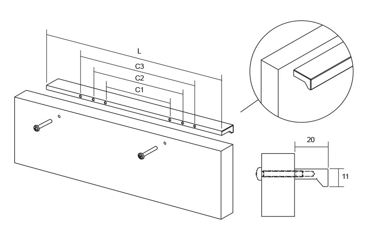 TIRADOR VIEFE ANGLE 0077128L24 INOX LOOK 3