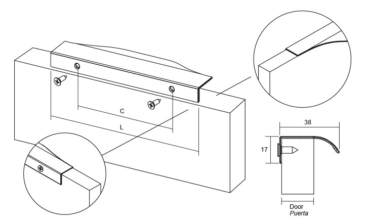 TIRADOR VIEFE NOMA  0254256L24 INOX LOOK 4