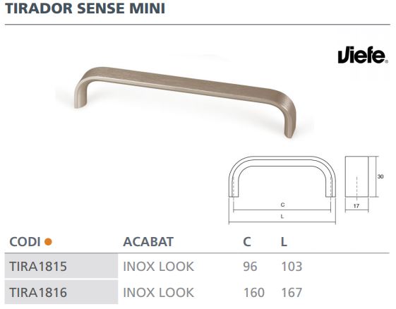 TIRADOR VIEFE SENSE 0301096L24 INOX LOOK 4