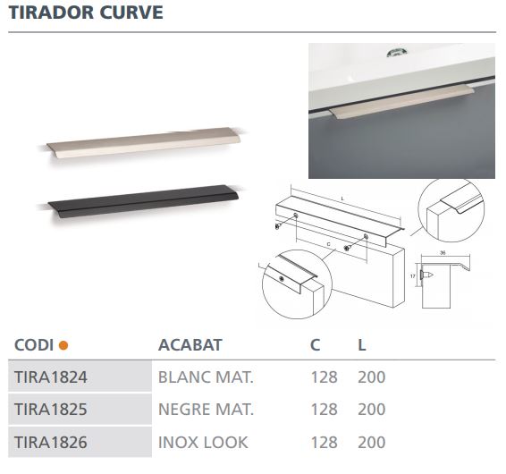 TIRADOR VIEFE CURVE 0117128LM1 BLANC MAT 5