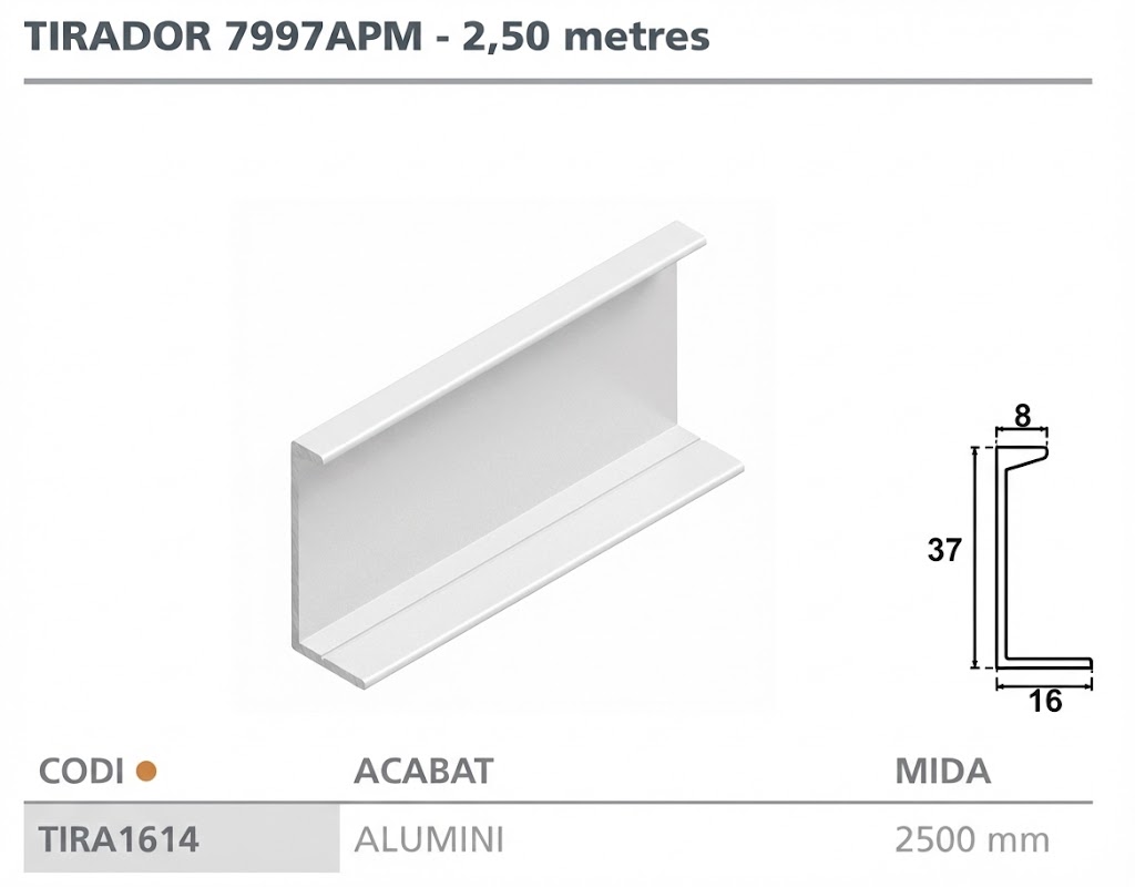 TIRADOR ALUM.BLANCO 37X16 (2,5M)7997.L.B 2