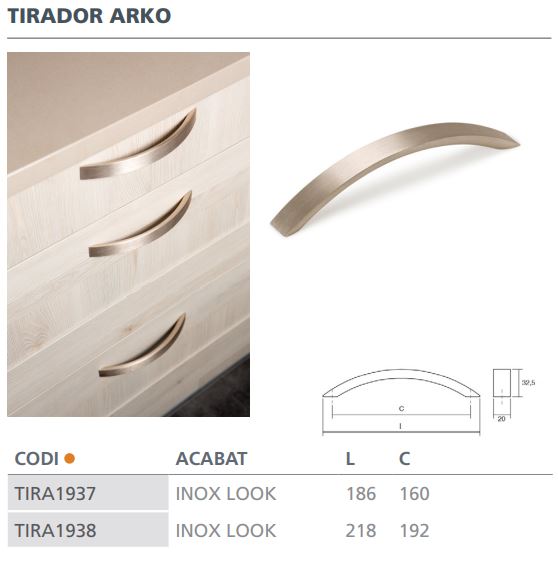 TIRADOR VIEFE ARKO  0312160L24 INOX LOOK 3