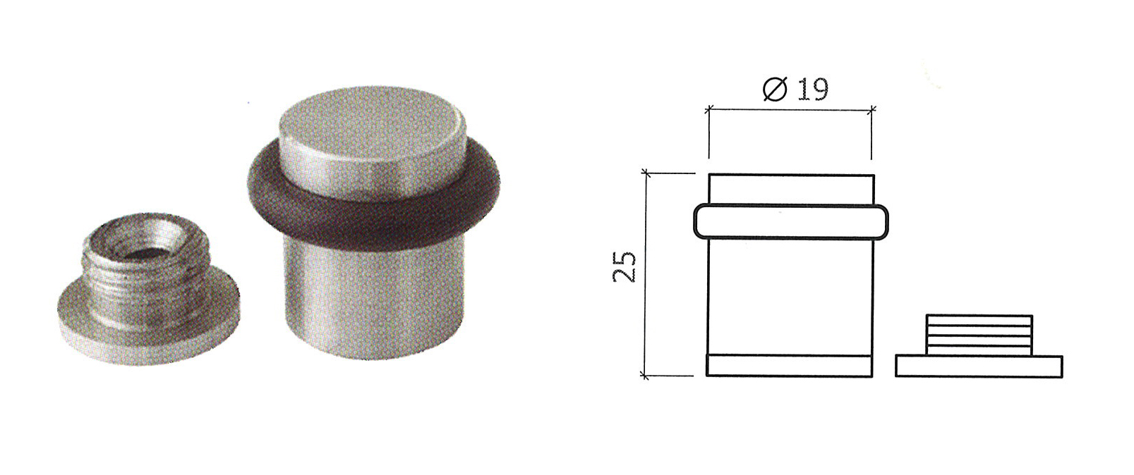 TOPE PUERTA INOX MATE  R.166  1825400