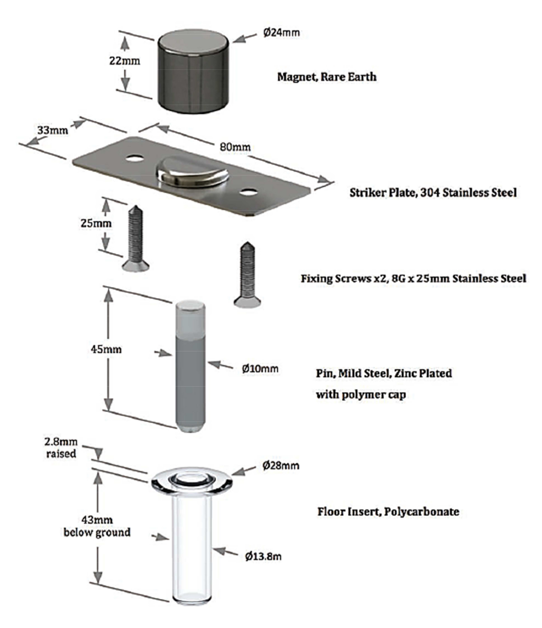 TOPE PUERTA FANTOM INOX MATE 7