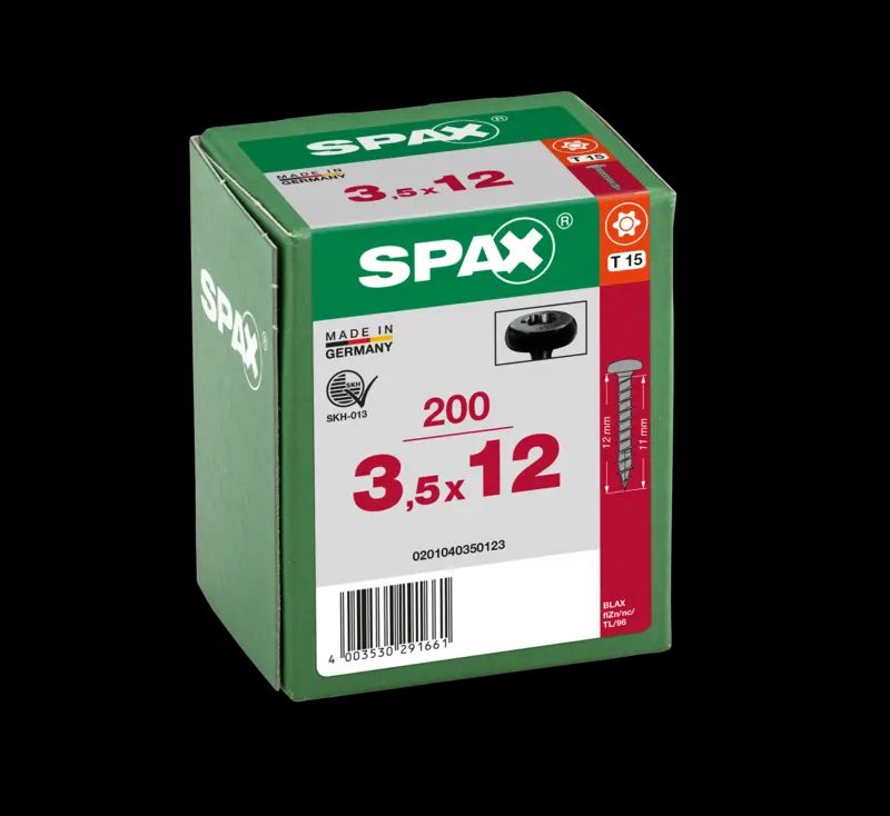 TORNILLO SPAX C/RE NEGRO 3,5X12 T15 200U 3