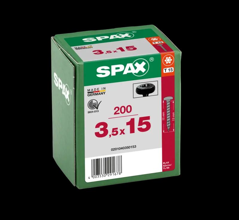TORNILLO SPAX C/RE NEGRO 3,5X15 T15 200U 3