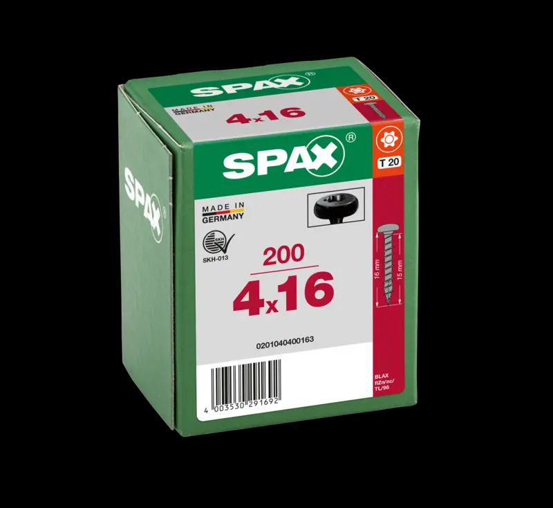 TORNILLO SPAX C/RE NEGRO 4,0X16 T20 200U 3