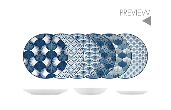 VAJILLA 18 PZAS PORCELANA JAKARTA AZUL