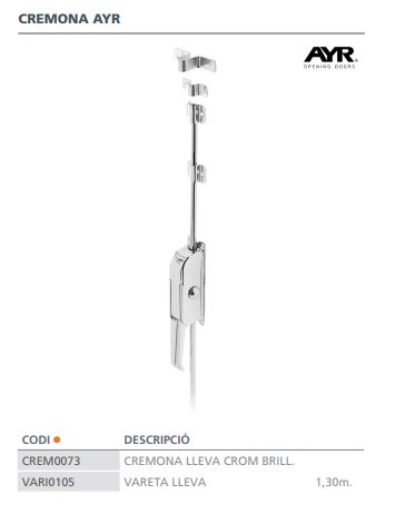 VARILLA CREMONA 1,30 MTS 1255 AYR 2