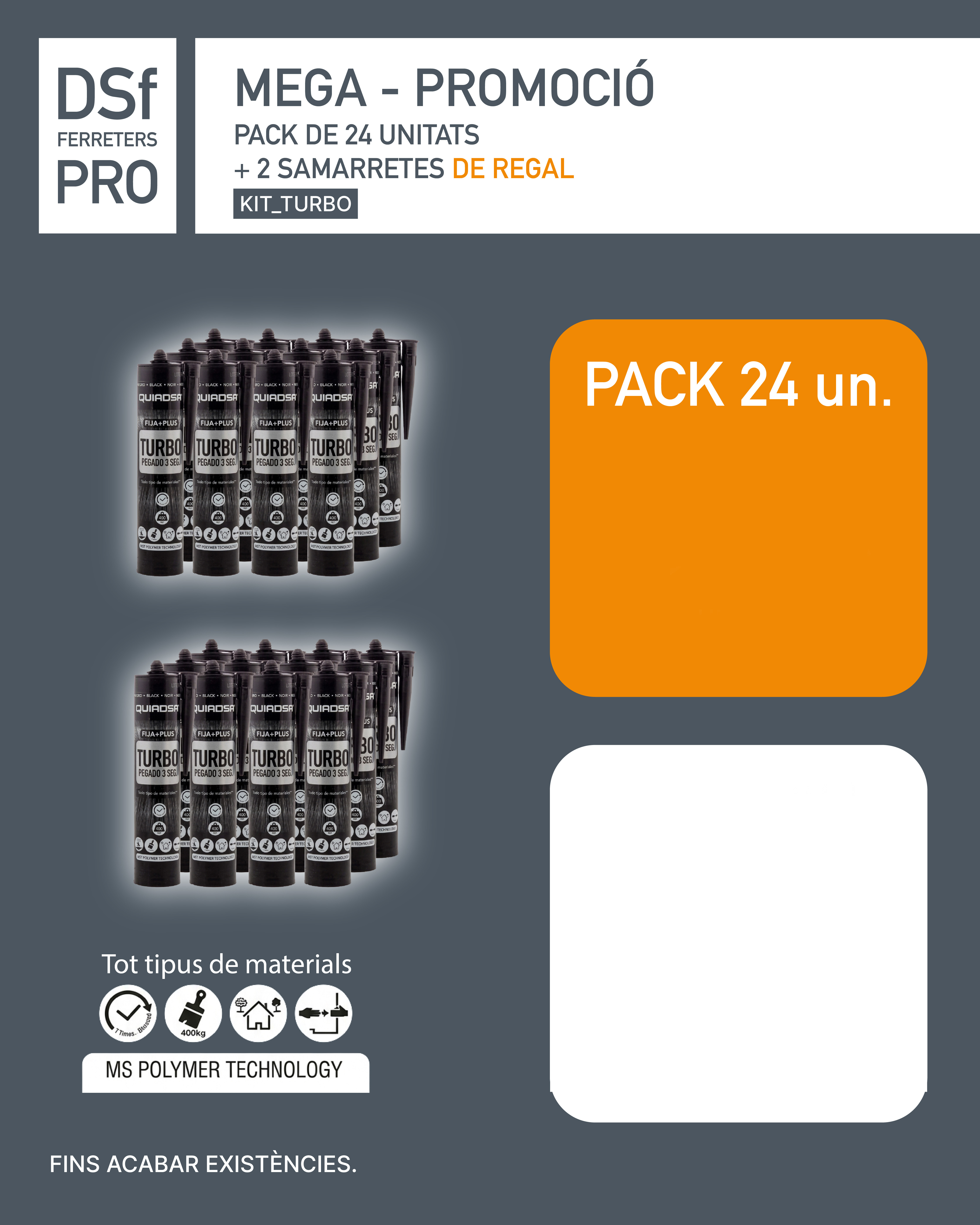 ADHESIVO MONTAJE FIJA+PLUS TURBO 290 ML BLANCO – KIT PROMO