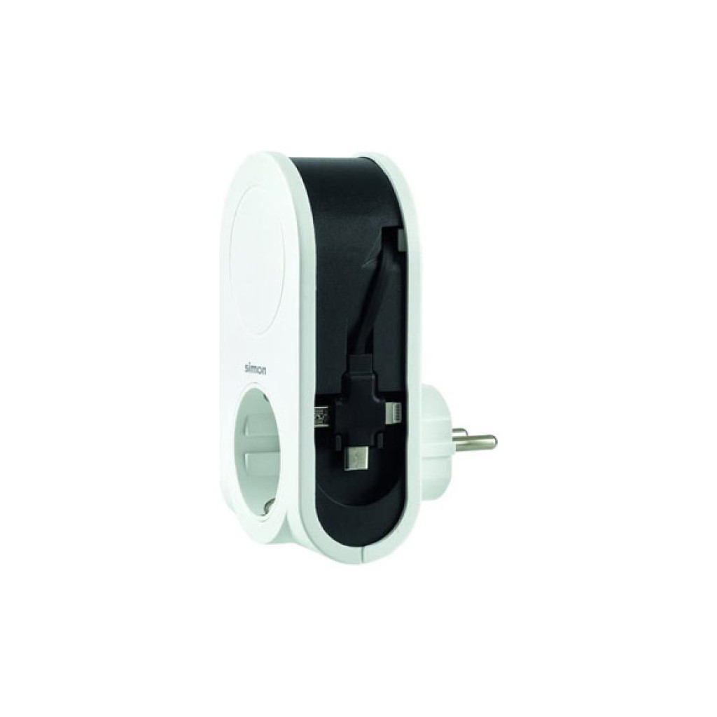 ADAPTADOR 3 CLAVIJAS USB+1BLANCO / NEGRO
