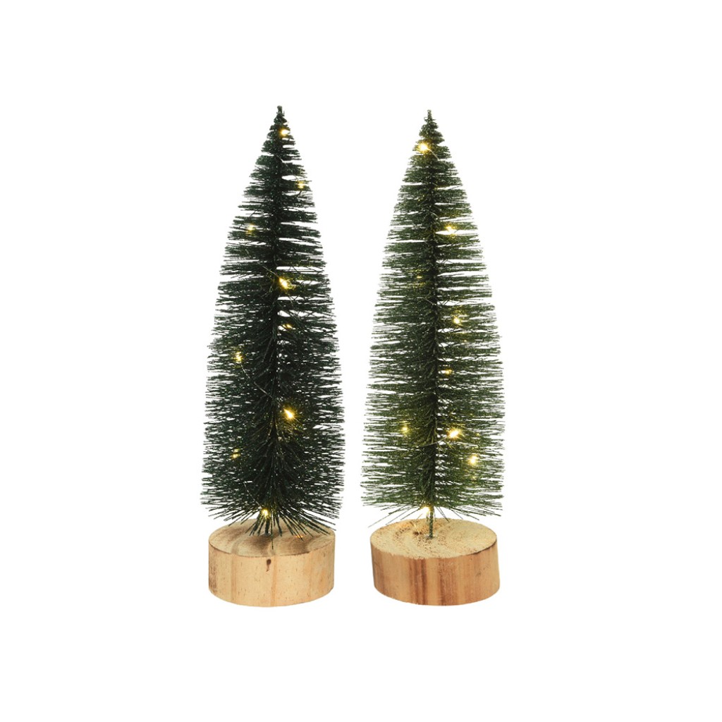 ARBOL MINI 10LEDS 30CM BASE MADERA 72287
