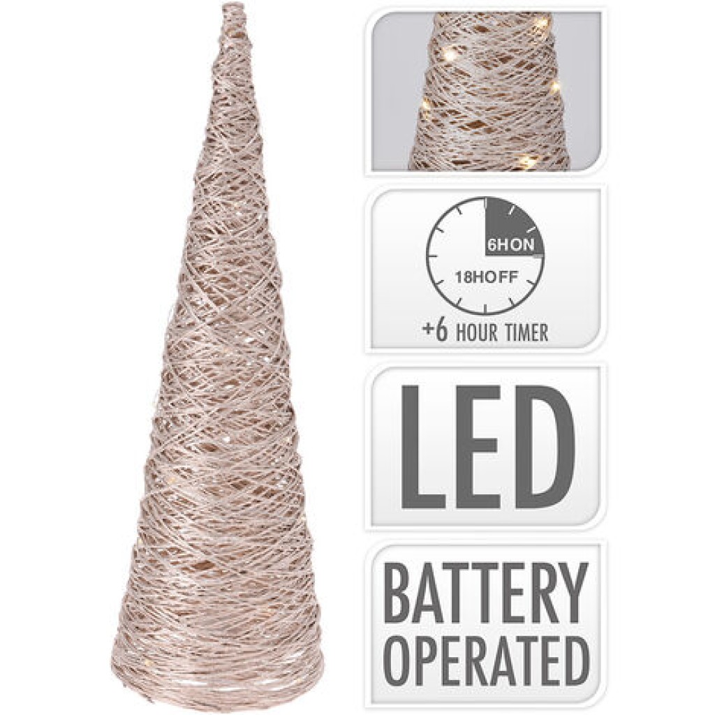 ARBOL CONO 30LED 60CM DORADO      72104