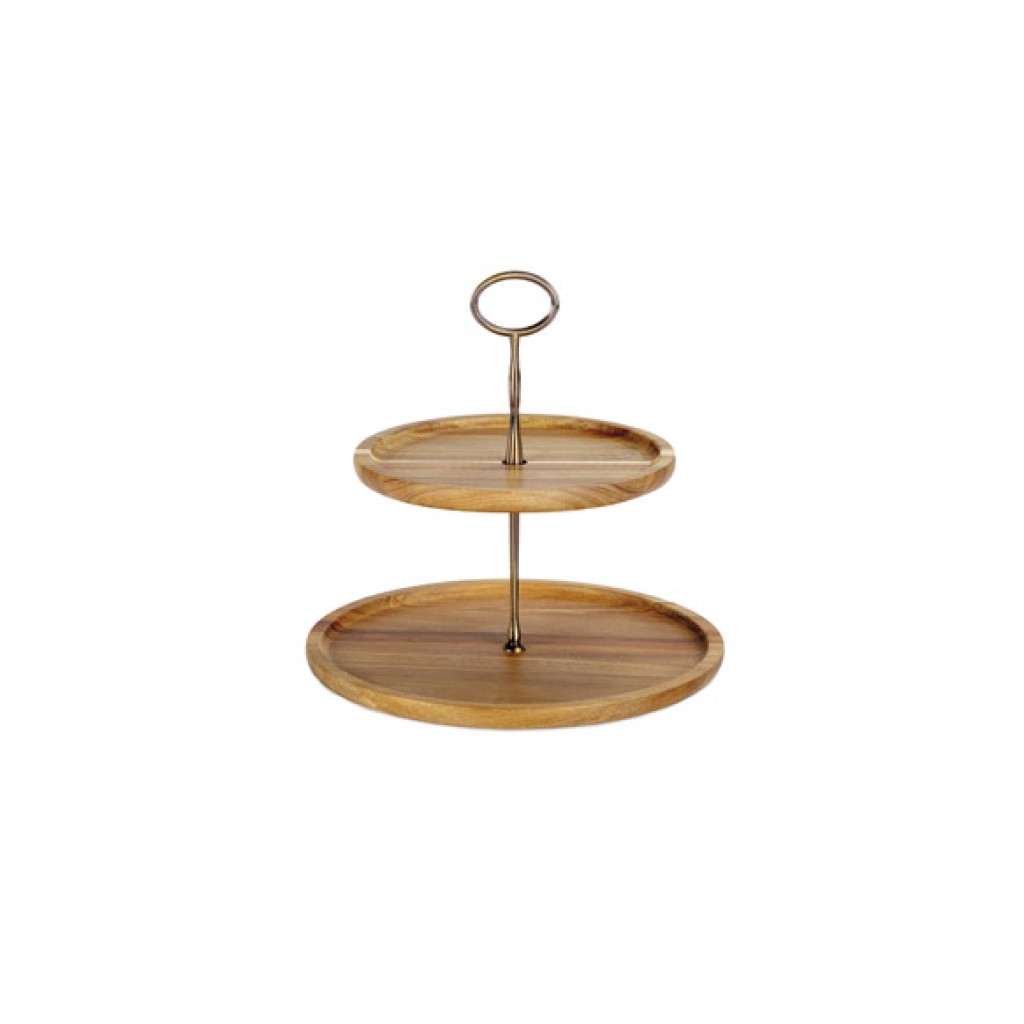 BANDEJA ACACIA 2 NIVELES  é 26,5 X 26 CM