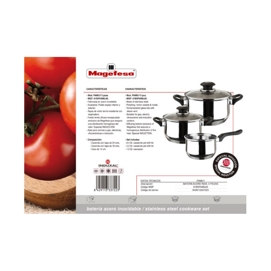 BATERIA ACERO INOX TAPA CRFAMILY 5 PIEZA