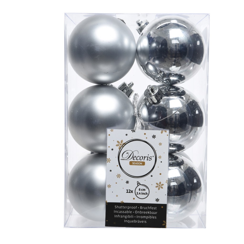 BOLA DECORATIVA 12 BOLAS PLATA 6CM 71870