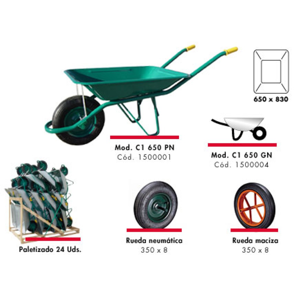 CARRETILLA METALICA VERDE C1/650-60 L RU