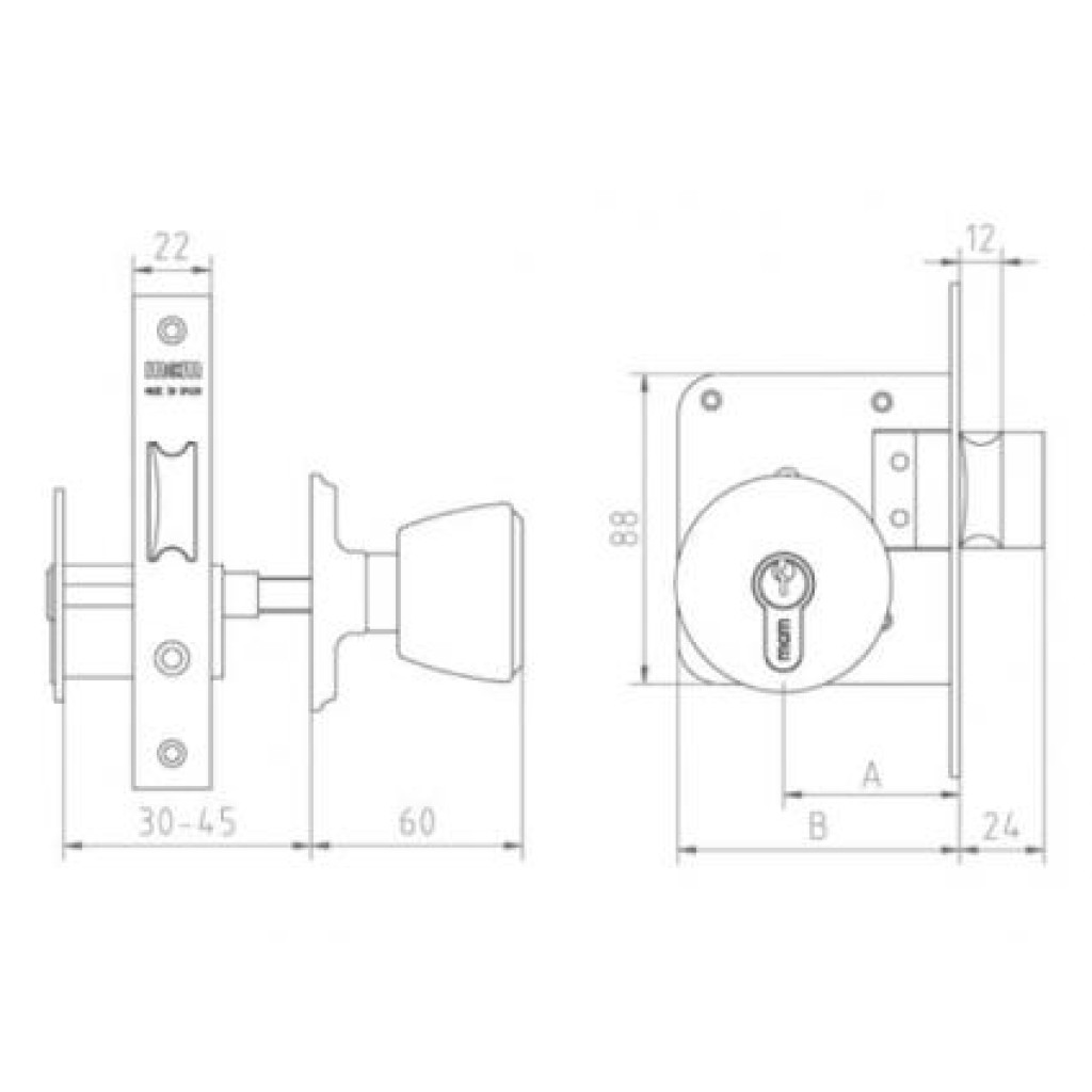 CERRADURA POMO            1561 LATON 60