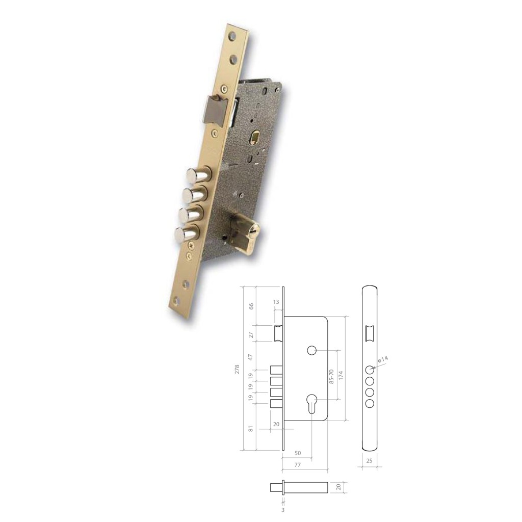 CERRADURA SEGURIDAD LATON 700B/50-DS15/7