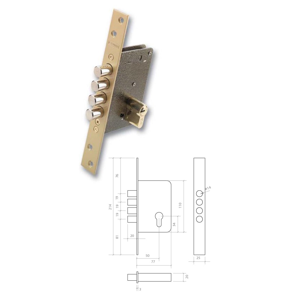 CERRADURA SEGURIDAD LATON 701B/50-DS15/6