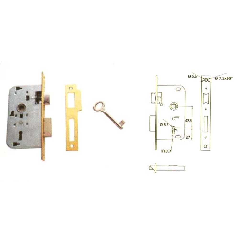 CERRADURA EMBUTIR SERIE 202002-40 H.LATO