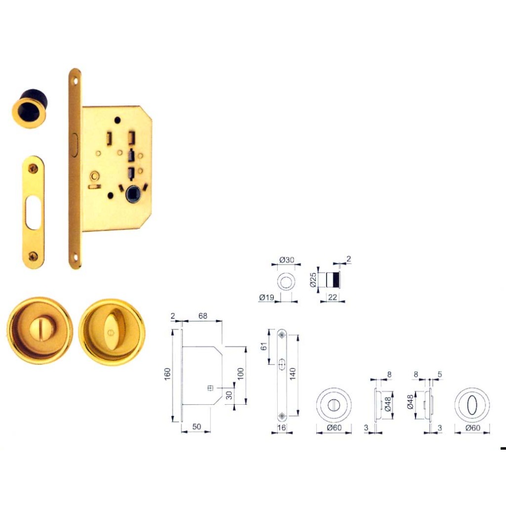 CERRADURA SCIVOLA KIT B019145034 CR.MATE