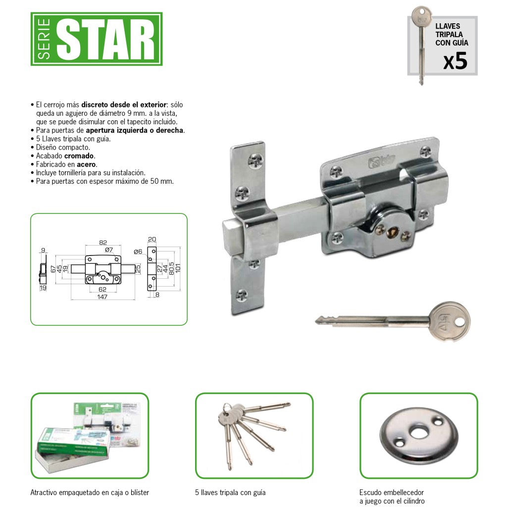 CERROJO STAR CR-BOX BTV          24030