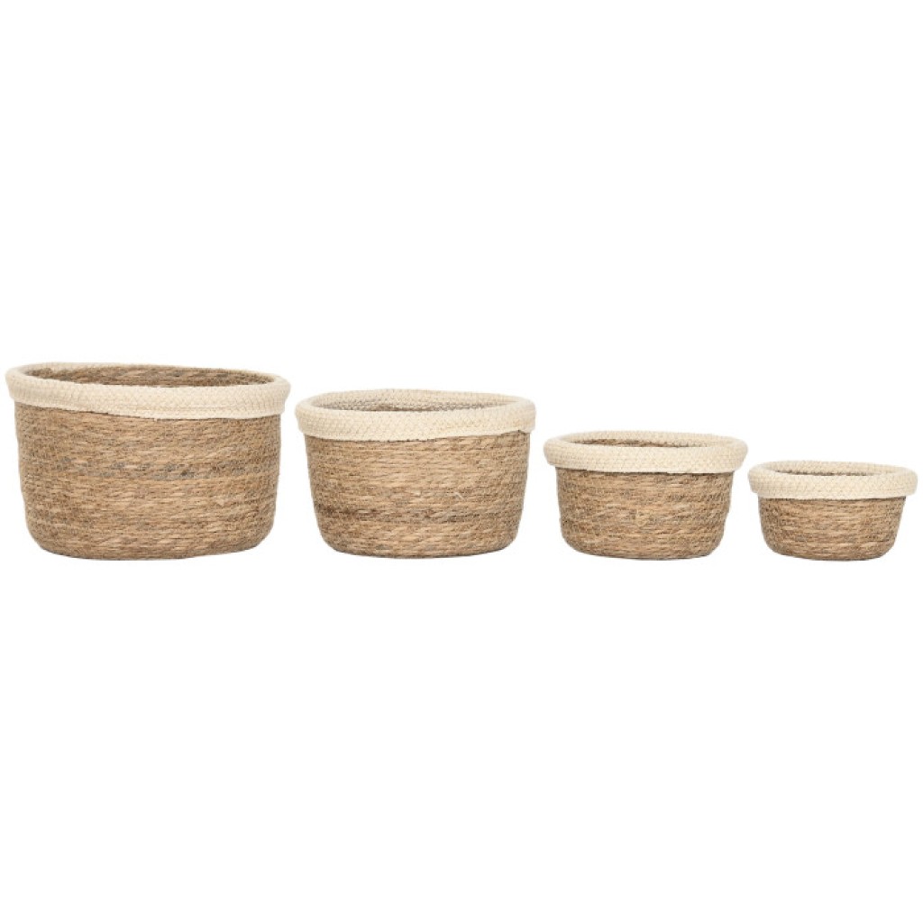CESTA SET 4 FIBRA ALGODON CREMA 31X31X20
