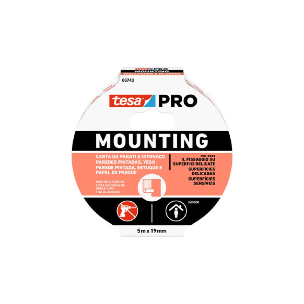 CINTA DOBLE CARA MOUNTING 5 M X 19 MM PE