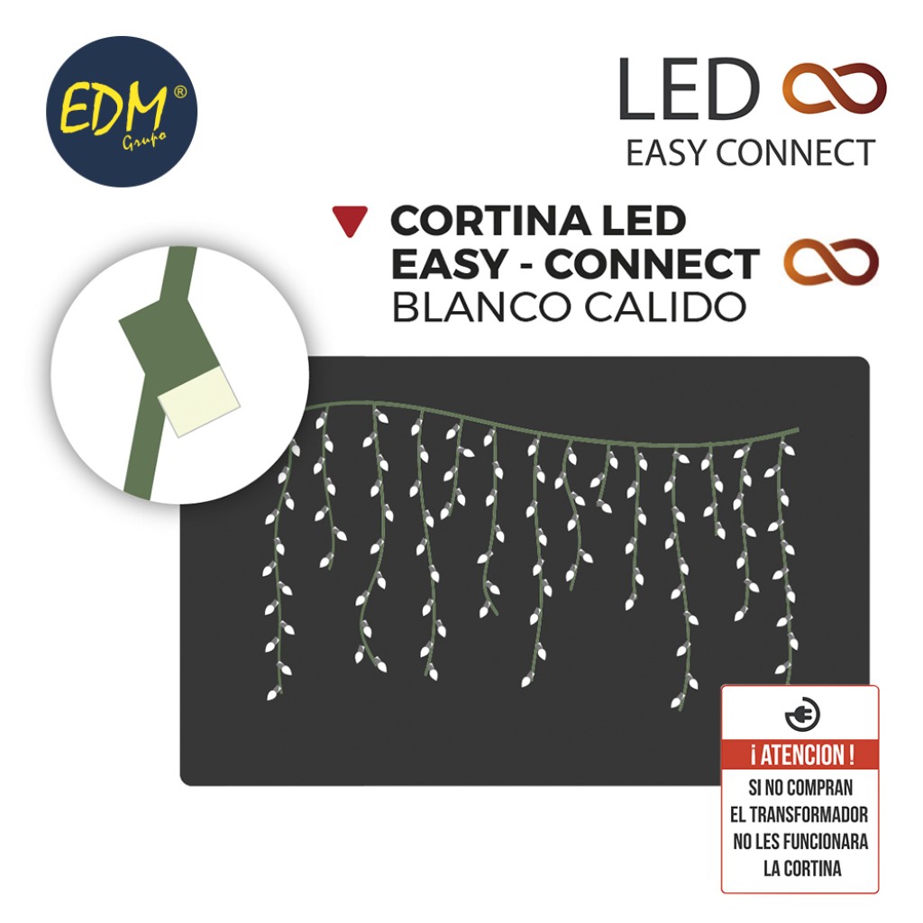 CORTINA ICICLE 6TIRAS/40LED BLANCO/CALID