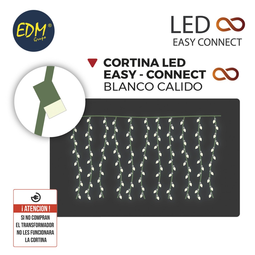 CORTINA 2X2M  10TIRAS200LED BLANCO/CALID