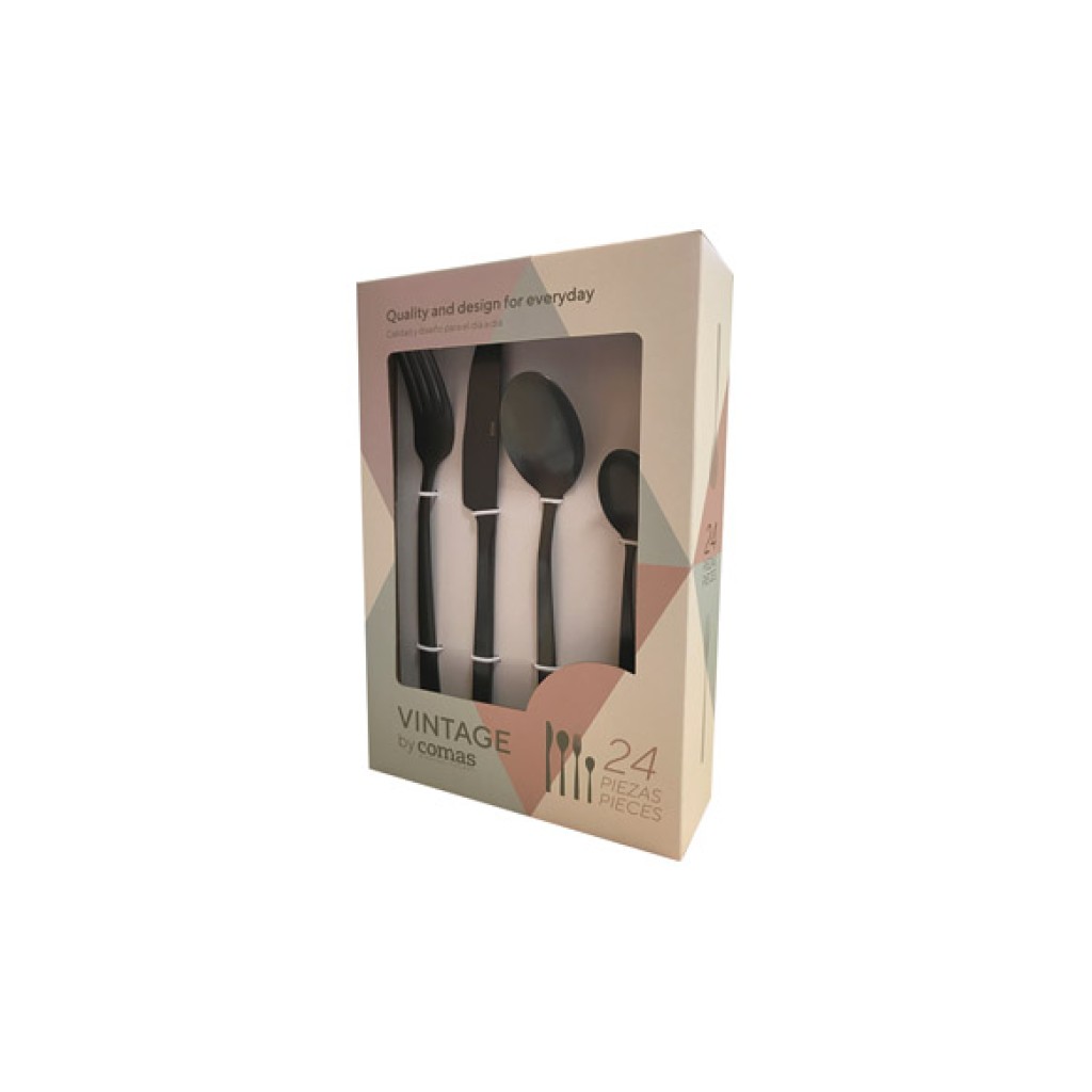 CUBERTERIA 24 PIEZAS      VINTAGE NEGRO