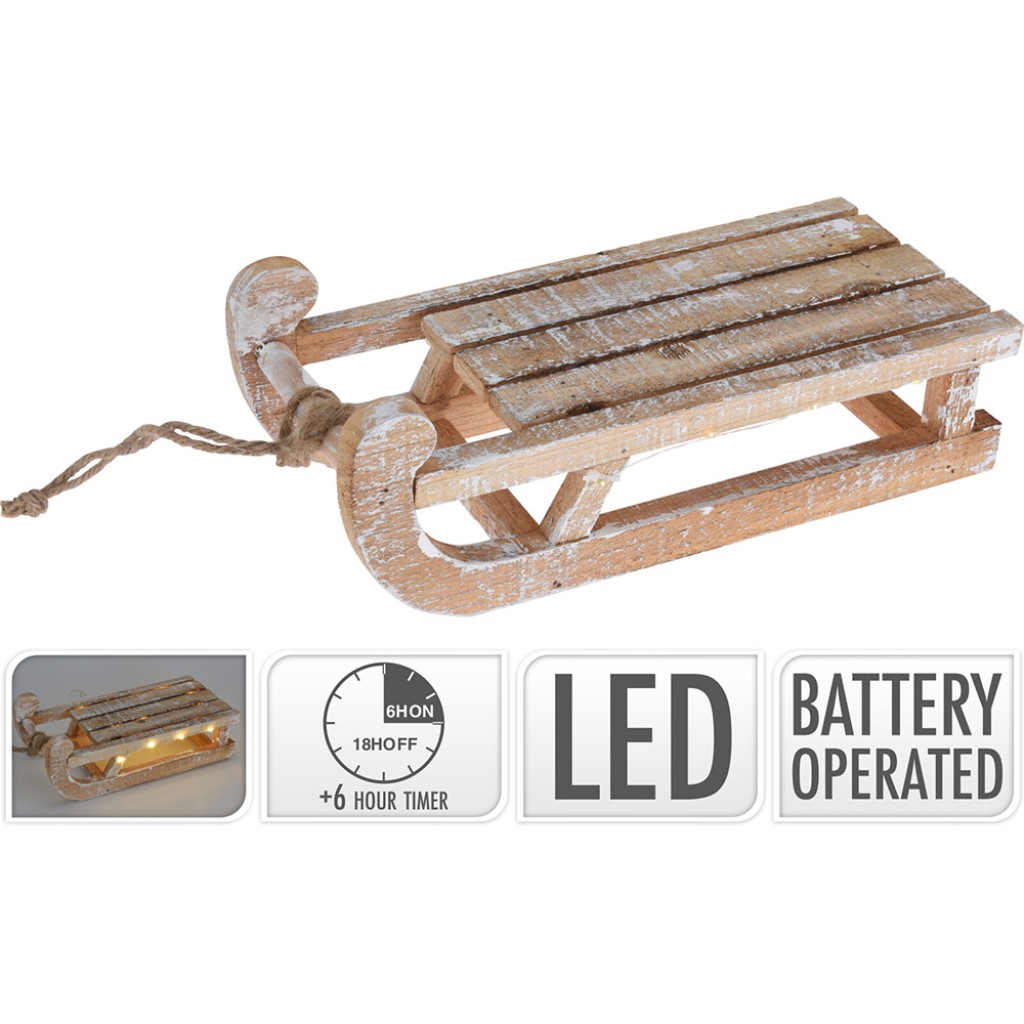 DECORACION MADERA TRINEO 30CM     72525