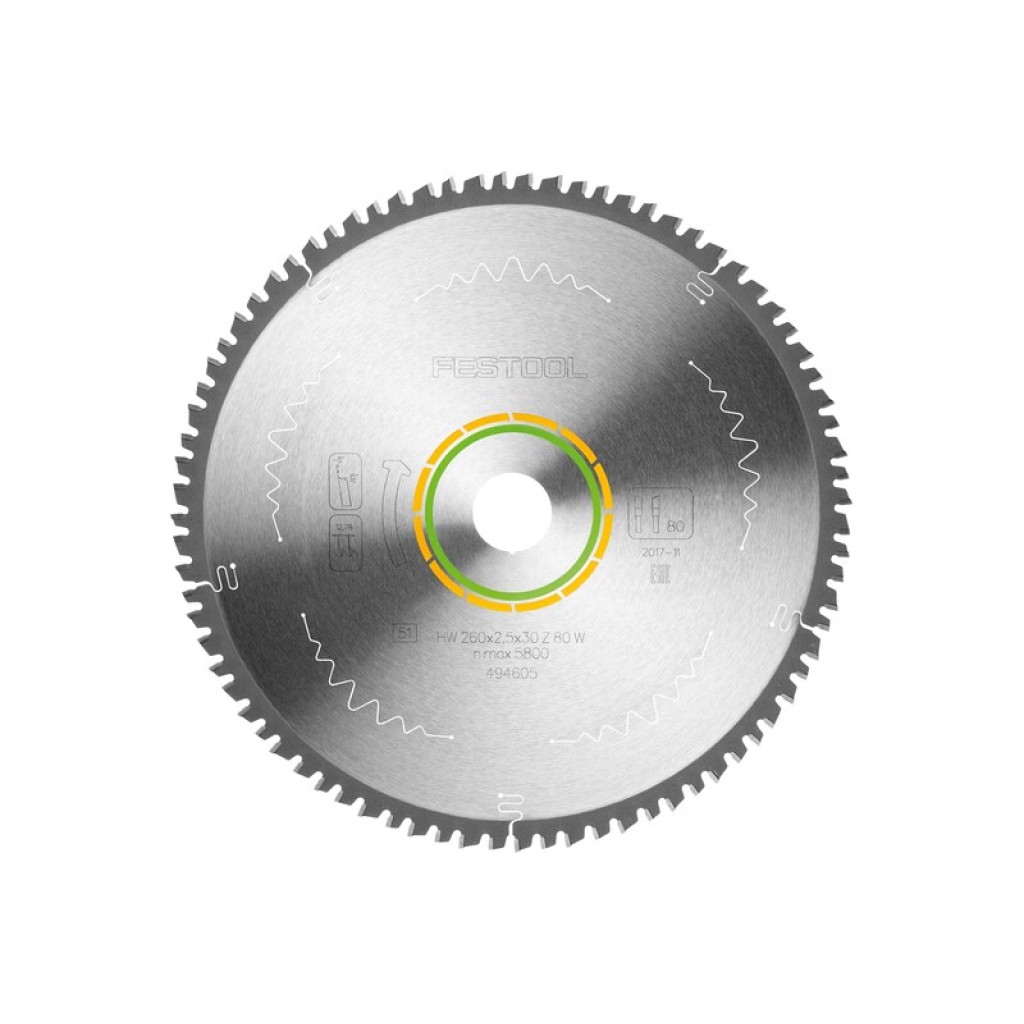 DISCO FESTOOL 260X2.5X30 W80  494605