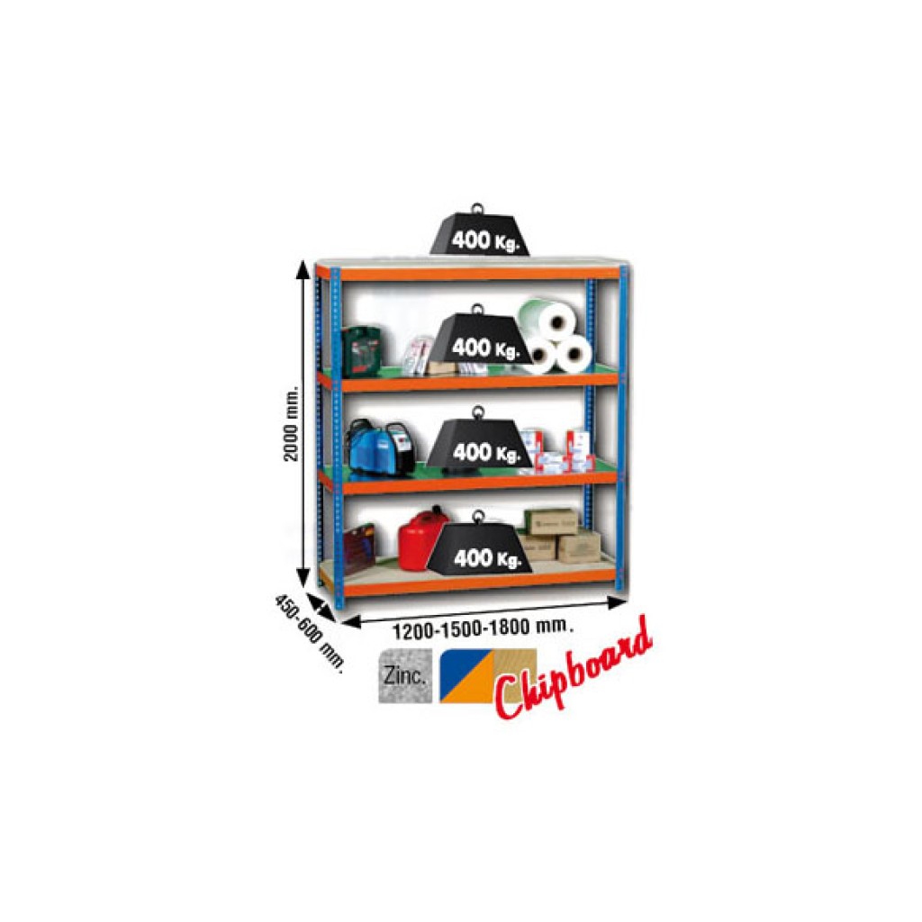 ESTANTERIA METAL 4 ESTANTE200X150X60CM-A