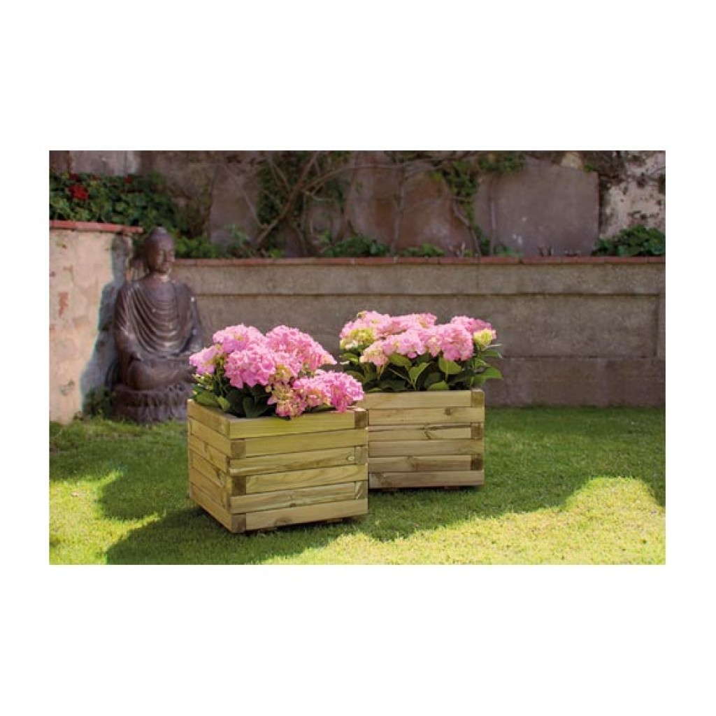 JARDINERA MADERA CUADRADA 40X40X30 MARRO