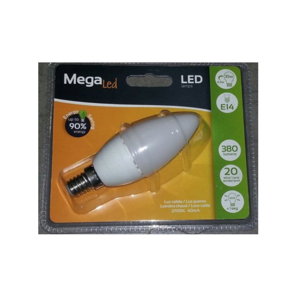 BOMBILLA LED VELA         E14 LUZ CALIDA